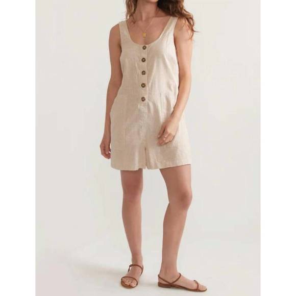 NEW MARINE LAYER sydney sleeveless romper in natural stripe - Picture 5 of 5